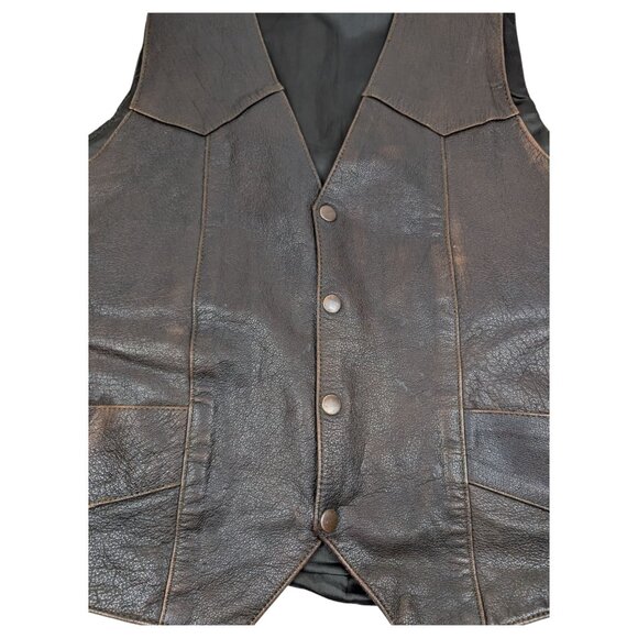 Unik Premium Brown Leather‎ Vest Braided Sides - Picture 3 of 12